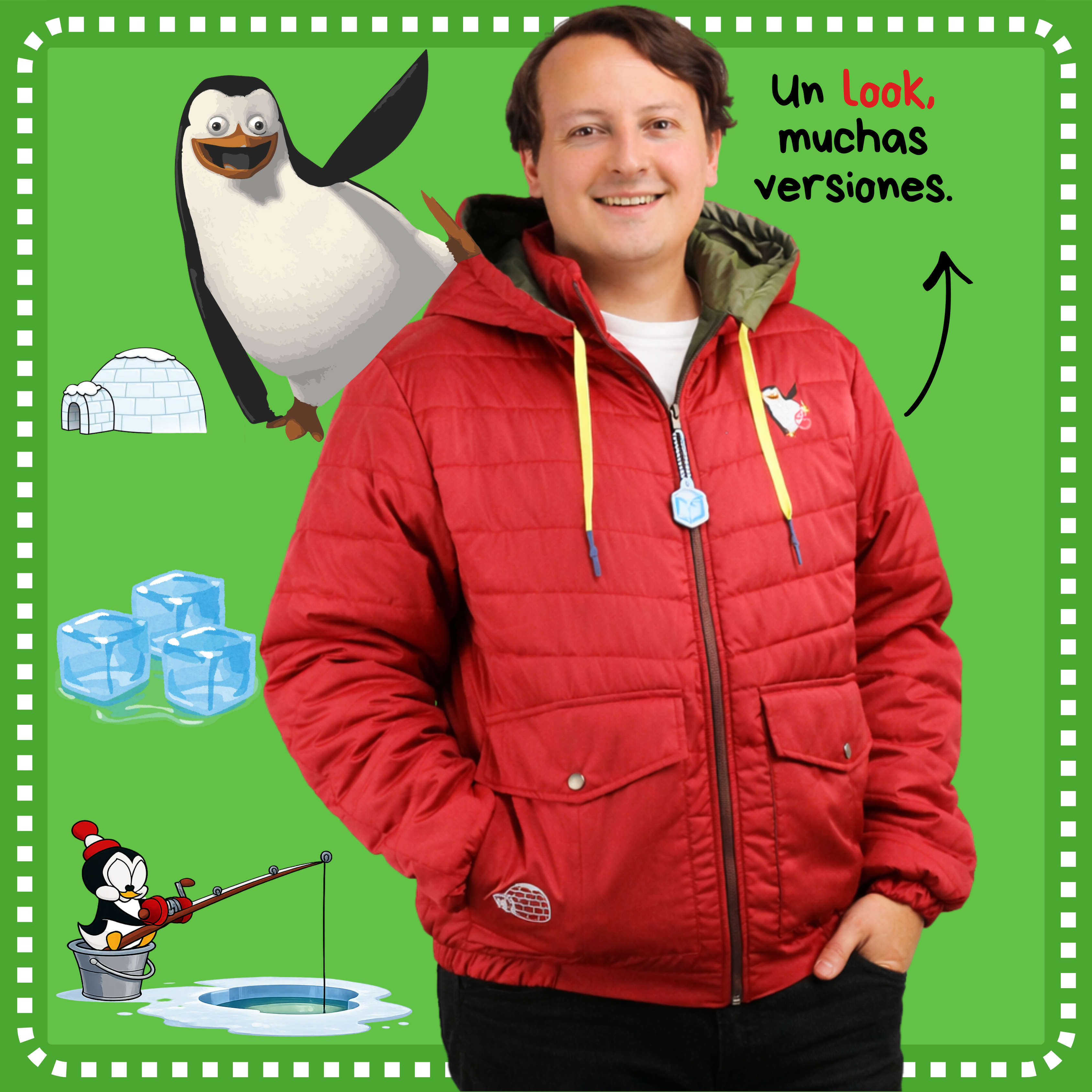 Chaqueta Acolchada Semi Impermeable con Bordados de Pingüinos y Detalles del Polo Norte | Genderless -  Horologil