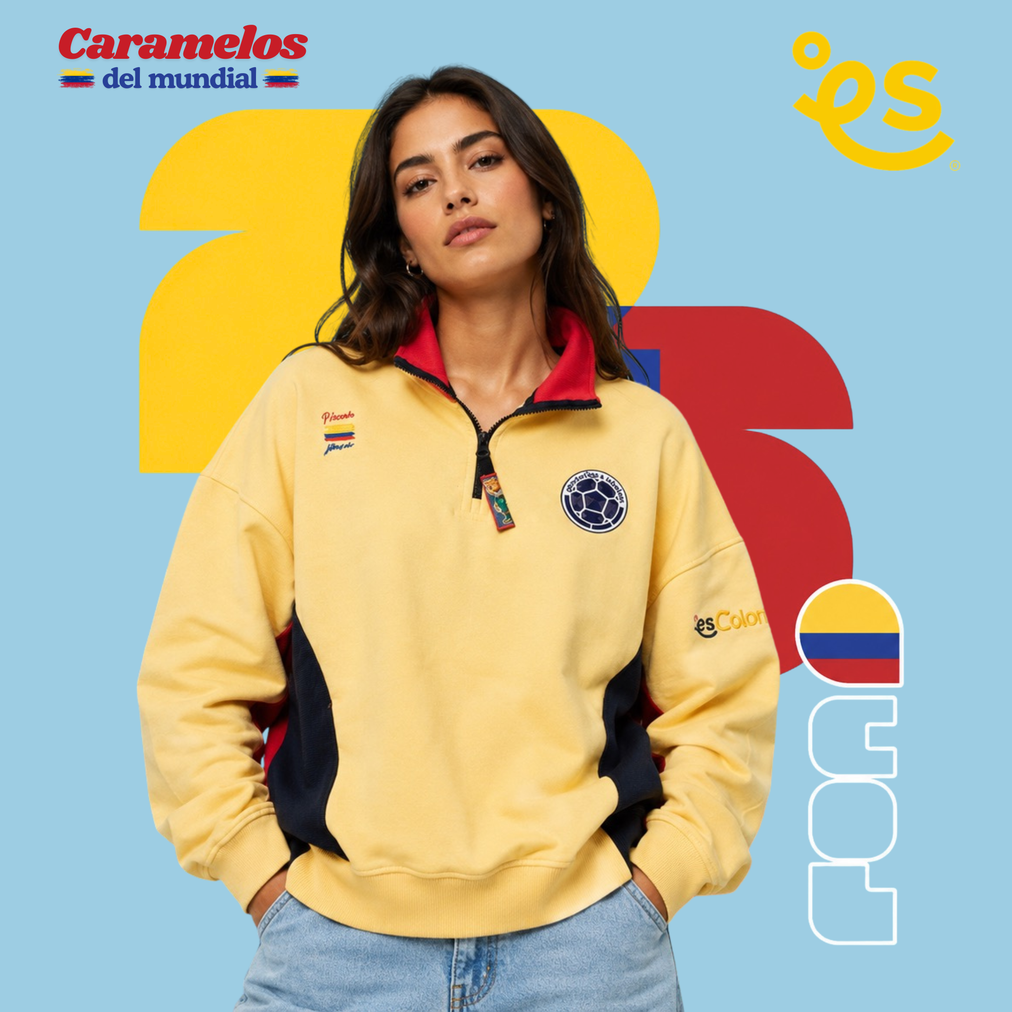 Buzo Colombia 🇨🇴 Half Zip Oversize | Caramelos del Mundial - Genderless