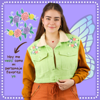 Chaqueta Oversize de Pana con Bordado Floral, Alas de Mariposa y Cuello Ovejero | Genderless - Luppi