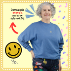 Buzo Oversize 100% Algodón de alta calidad con Bordado de Carita Feliz y Cuello Redondo Rib |  Genderless -Funny