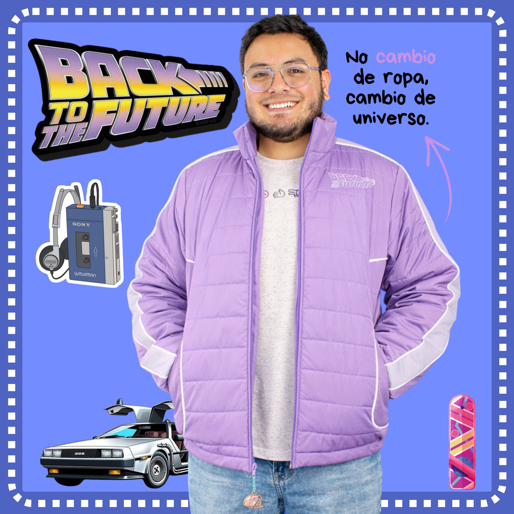 Chaqueta Semi Impermeable Reflectiva Inspirada en Volver al Futuro | Genderless - Delorean