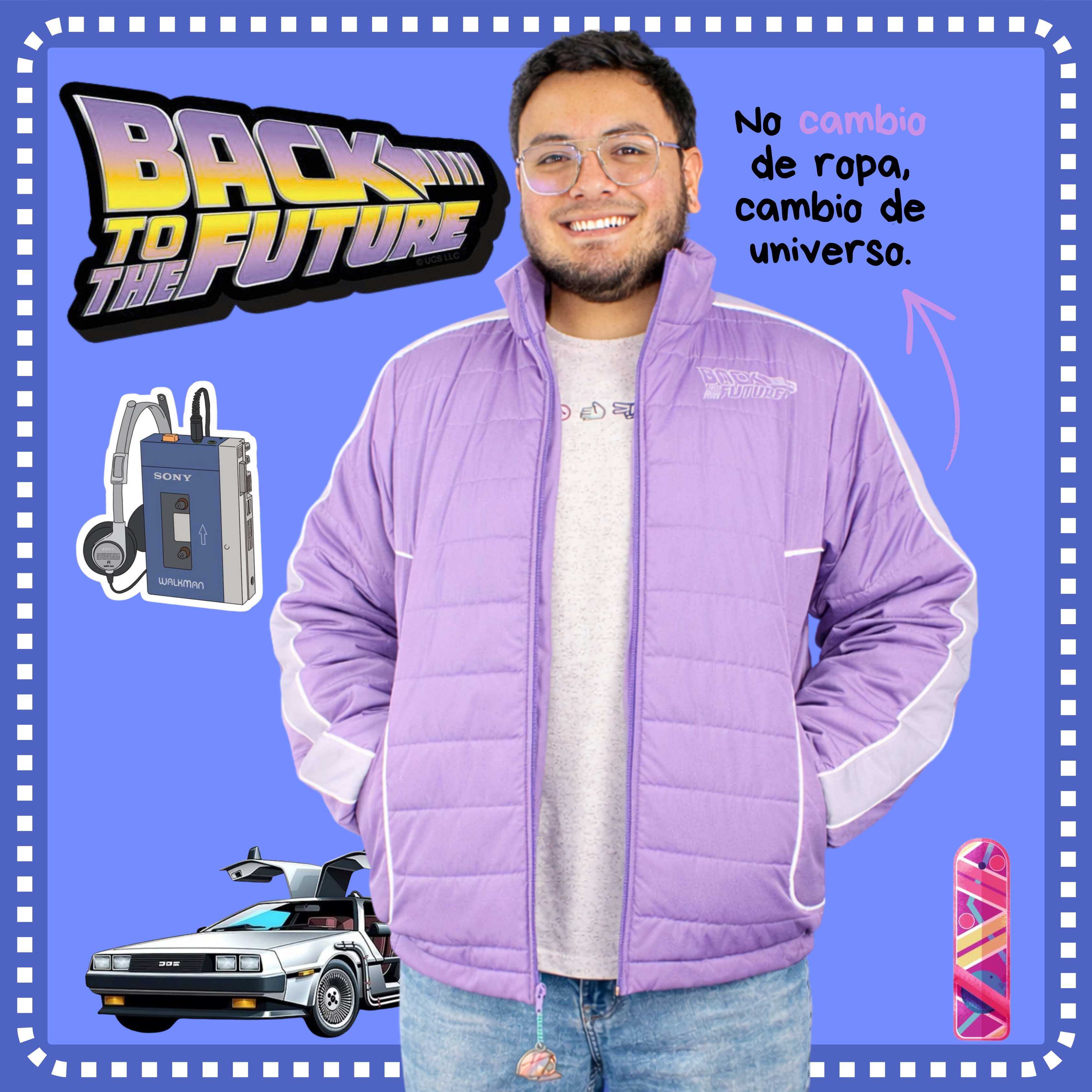 Chaqueta Semi Impermeable Reflectiva Inspirada en Volver al Futuro | Genderless - Delorean
