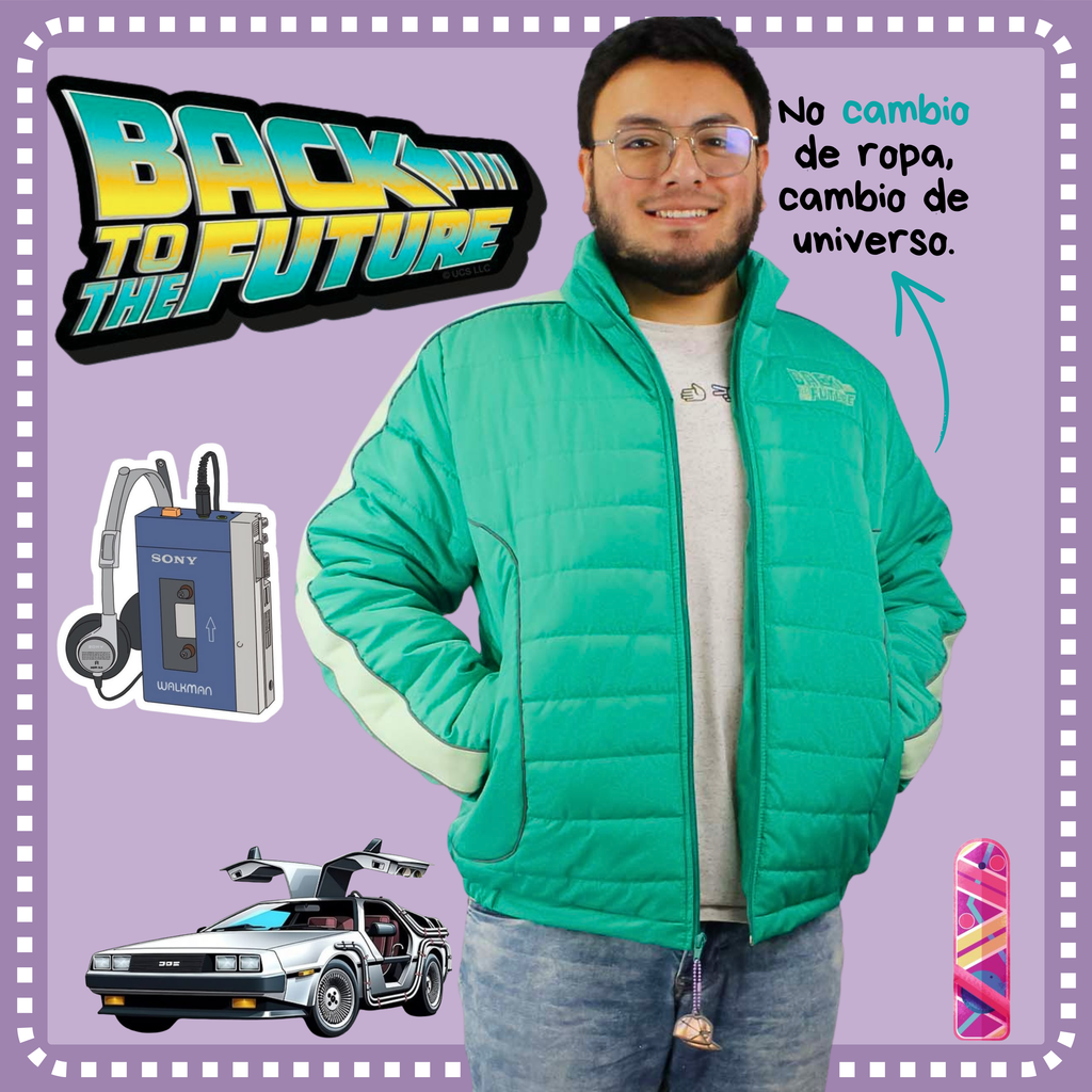 Chaqueta Semi Impermeable Reflectiva Inspirada en Volver al Futuro | Genderless - Delorean