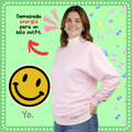 Buzo Oversize 100% Algodón de alta calidad con Bordado de Carita Feliz y Cuello Redondo Rib |  Genderless -Funny