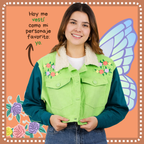 Chaqueta Oversize de Pana con Bordado Floral, Alas de Mariposa y Cuello Ovejero | Genderless - Luppi
