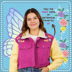 Chaqueta Oversize de Pana con Bordado Floral, Alas de Mariposa y Cuello Ovejero | Genderless - Luppi