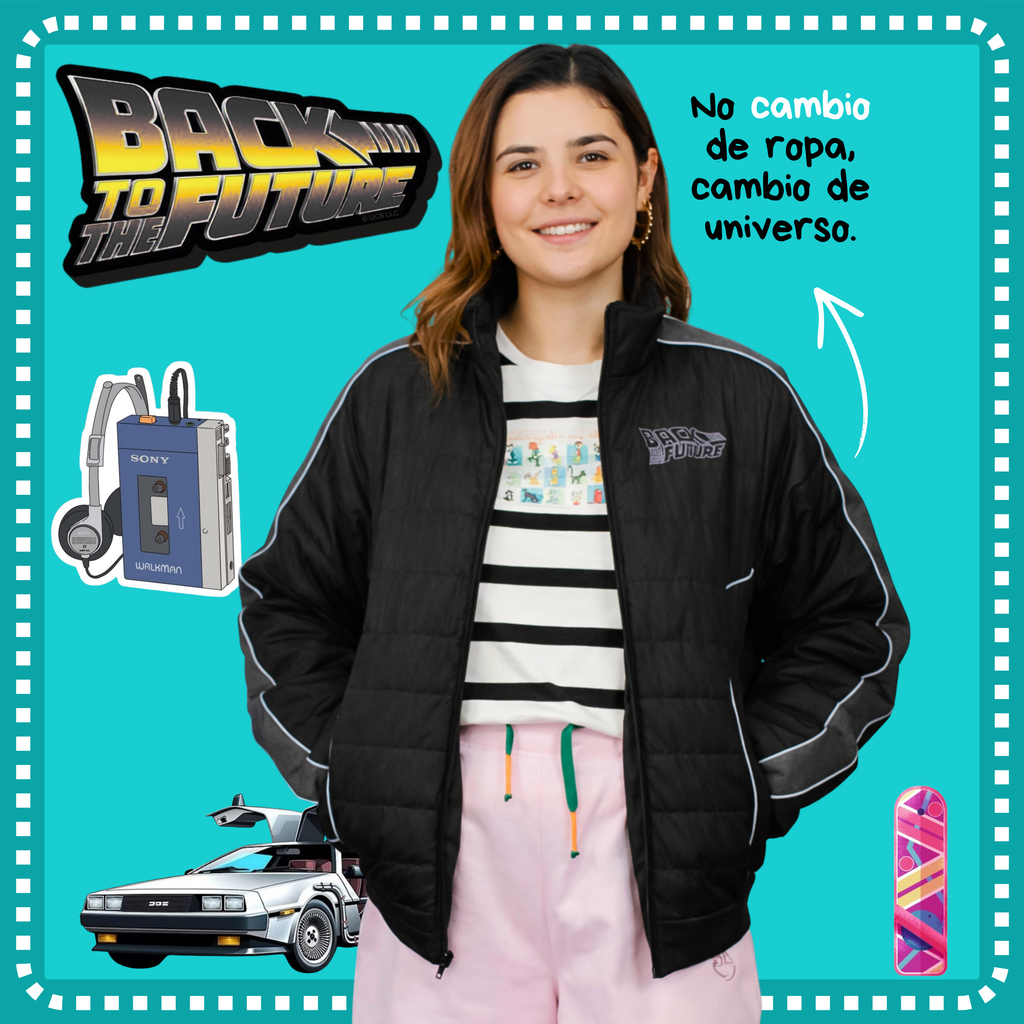 Chaqueta Semi Impermeable Reflectiva Inspirada en Volver al Futuro | Genderless - Delorean
