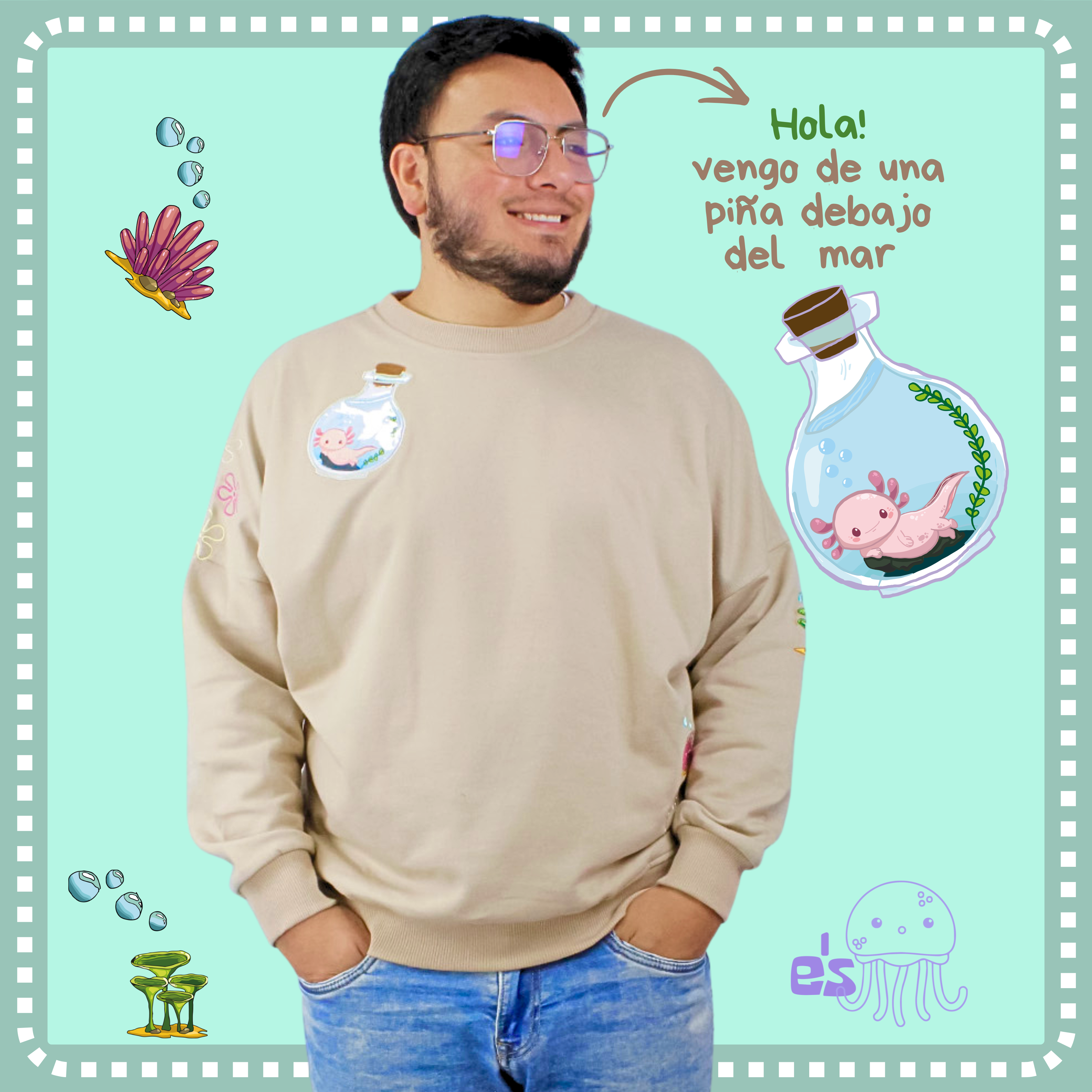Buzo Oversize 100% Algodón de alta calidad con Bordado de Axolote | Genderless - NAOS