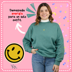 Buzo Oversize 100% Algodón de alta calidad con Bordado de Carita Feliz y Cuello Redondo Rib |  Genderless -Funny