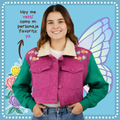Chaqueta Oversize de Pana con Bordado Floral, Alas de Mariposa y Cuello Ovejero | Genderless - Luppi