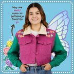 Chaqueta Oversize de Pana con Bordado Floral, Alas de Mariposa y Cuello Ovejero | Genderless - Luppi